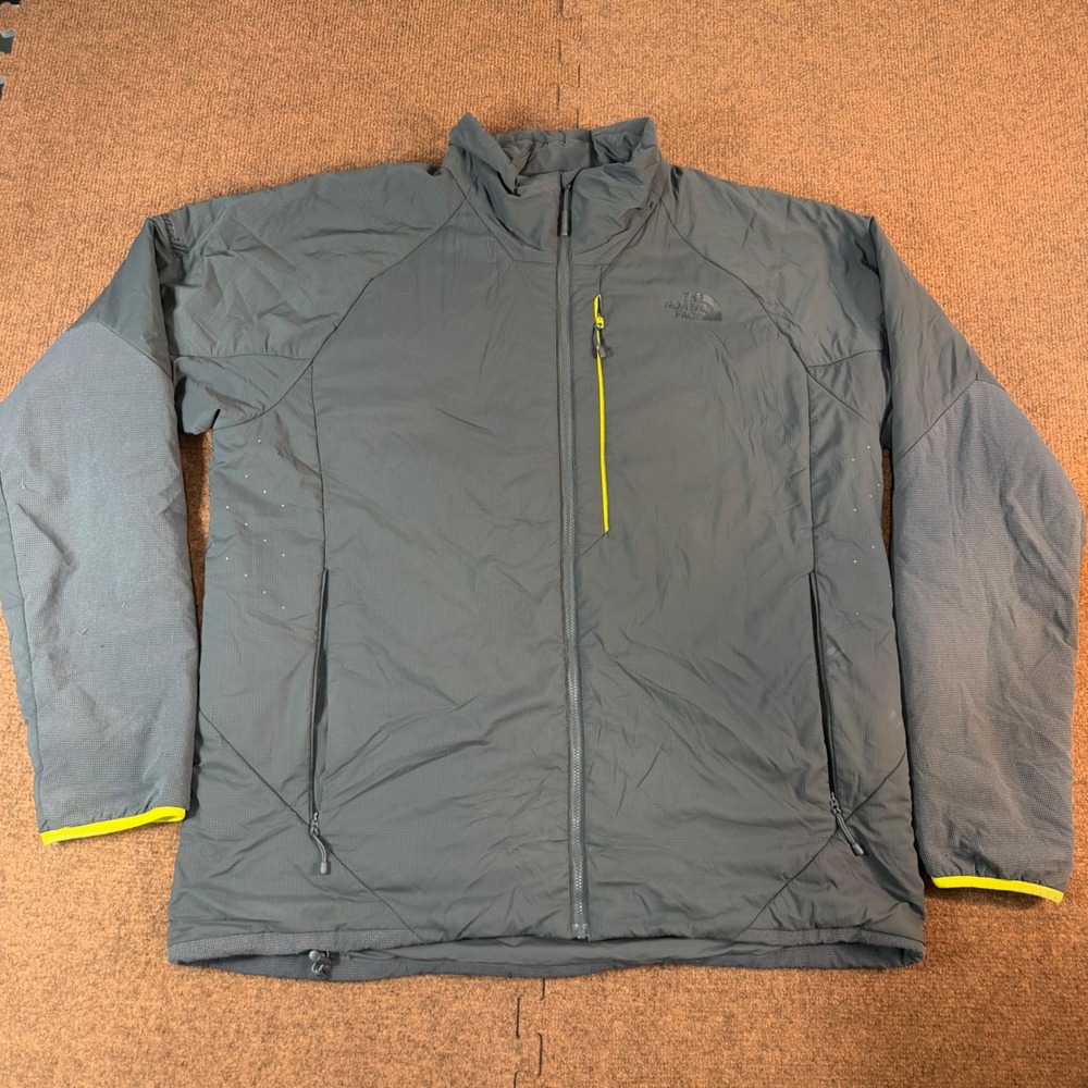 The North Face Ventrix Insulated Jacket Mens XL Gray Yellow Full Zip Hiking 3047